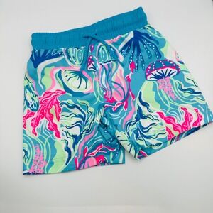 Tommy Bahama Kids Swim Trunks Shorts Jellyfish Coral Print Blue Green Pink 24M